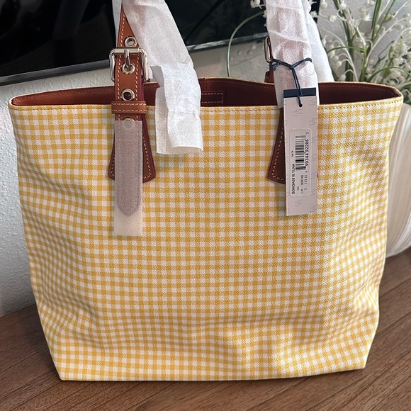 NWT - Dooney & Bourke Triple Compartment Yellow Gingham Tote - Picture 10 of 10